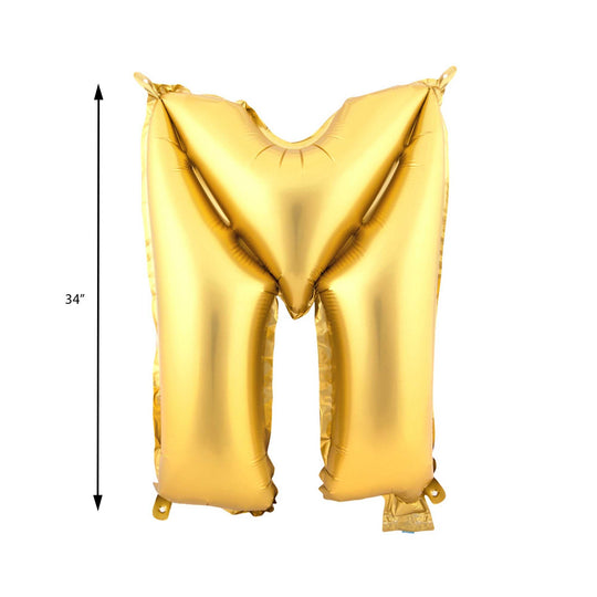 Mylar Balloon Letter M - Gold 34"