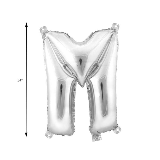 Mylar Balloon Letter M - Silver 34"