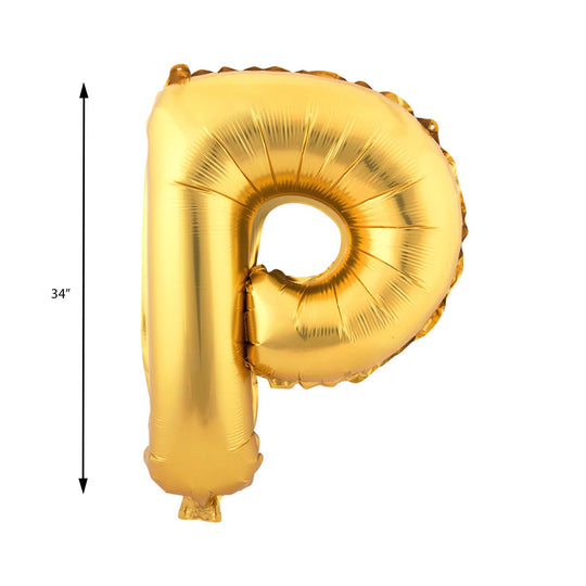 Mylar Balloon Letter P - Gold 34"