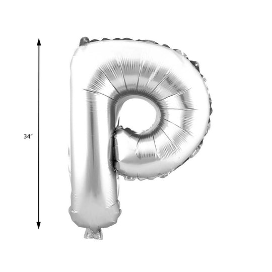 Mylar Balloon Letter P - Silver 34"
