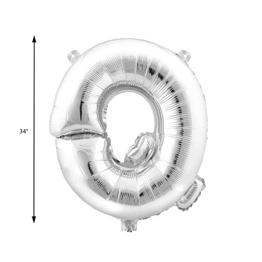 Mylar Balloon Letter Q - Silver 34"