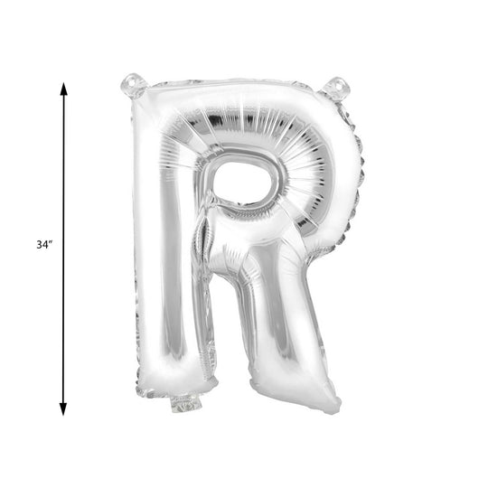 Mylar Balloon Letter R - Silver 34"