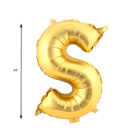 Mylar Balloon Letter S - Gold 34"