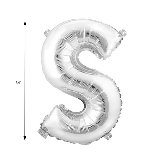 Mylar Balloon Letter S - Silver 34"