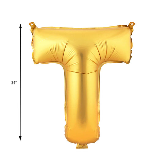 Mylar Balloon Letter T - Gold 34"