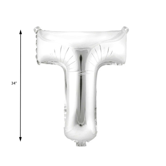 Mylar Balloon Letter T - Silver 34"