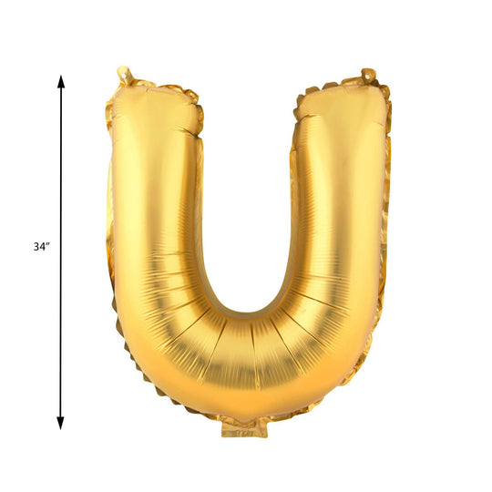 Mylar Balloon Letter U - Gold 34"