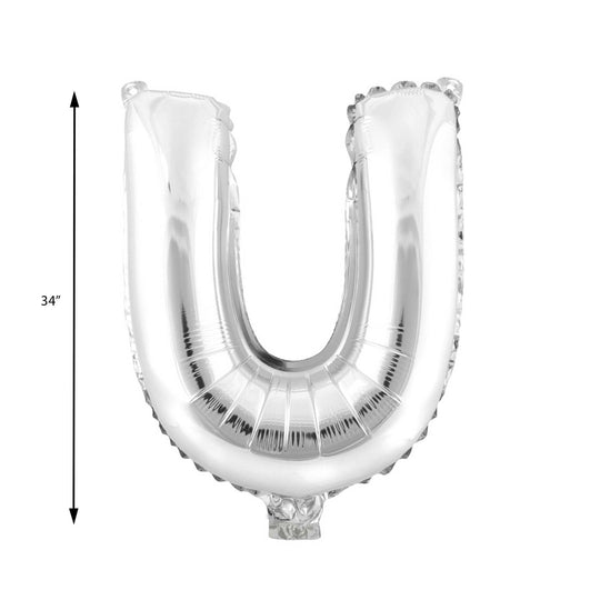 Mylar Balloon Letter U - Silver 34"