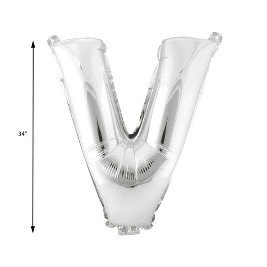 Mylar Balloon Letter V - Silver 34"