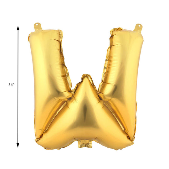 Mylar Balloon Letter W - Gold 34"