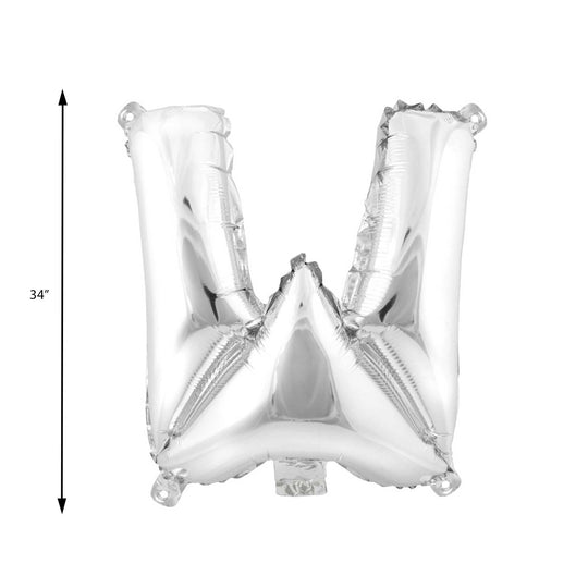 Mylar Balloon Letter W - Silver 34"