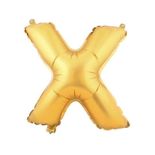 Mylar Balloon Letter X - Gold 16"