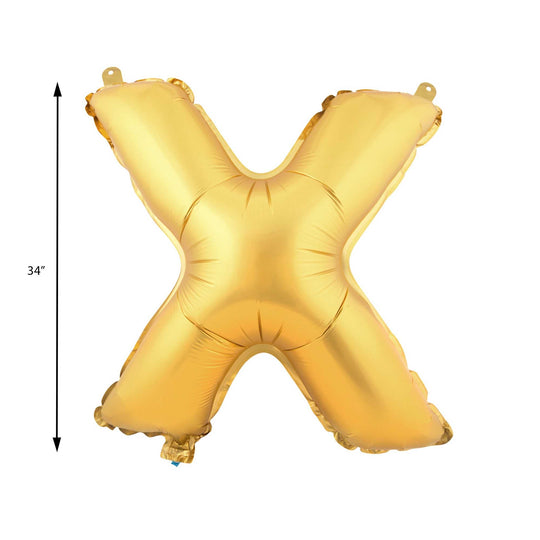 Mylar Balloon Letter X - Gold 34"