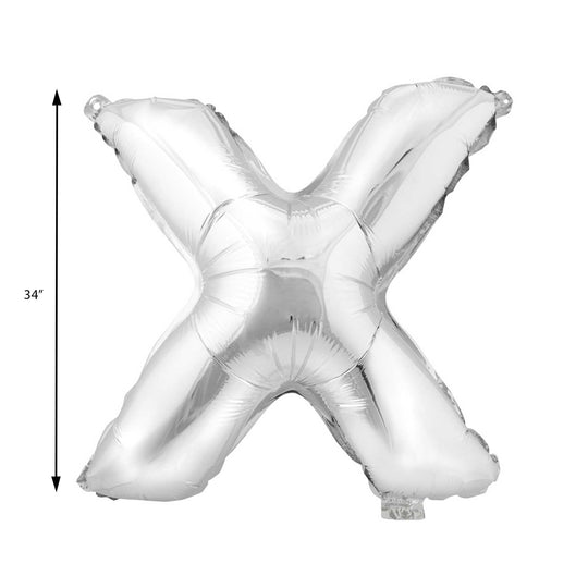 Mylar Balloon Letter X - Silver 34"