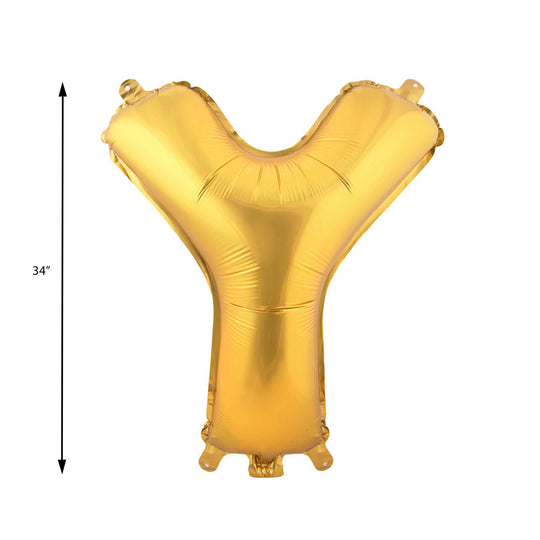 Mylar Balloon Letter Y - Gold 34"