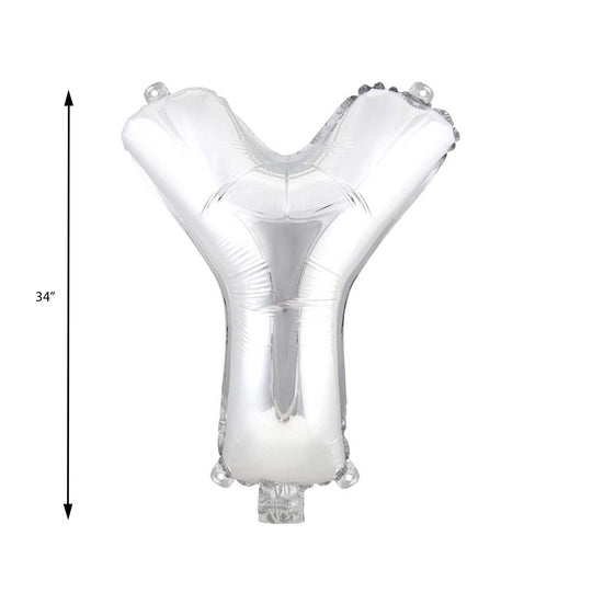 Mylar Balloon Letter Y - Silver 34"