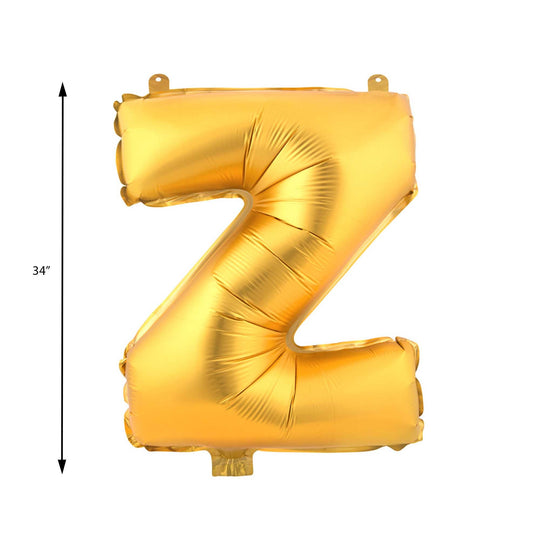 Mylar Balloon Letter Z - Gold 34"