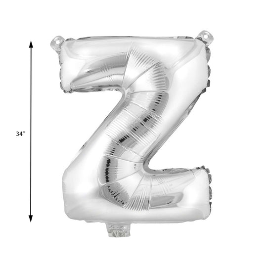 Mylar Balloon Letter Z - Silver 34"