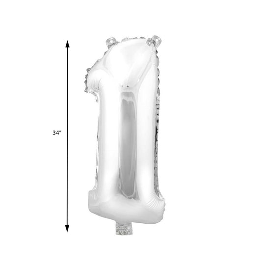 Mylar Balloon Number 1 - Silver 34"