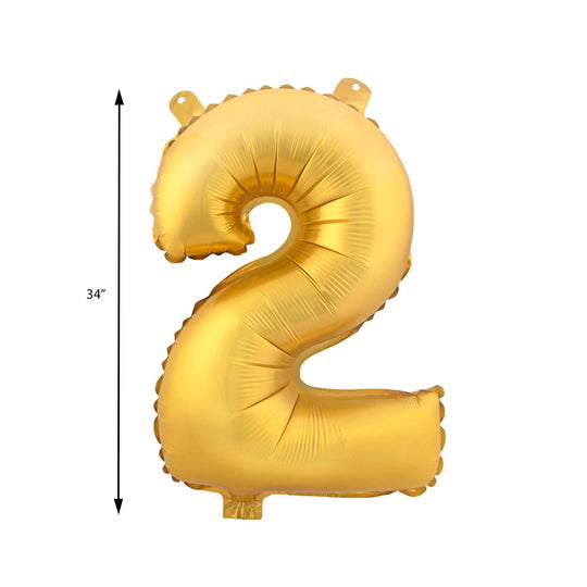 Mylar Balloon Number 2 - Gold 34"
