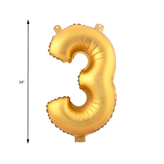 Mylar Balloon Number 3 - Gold 34"