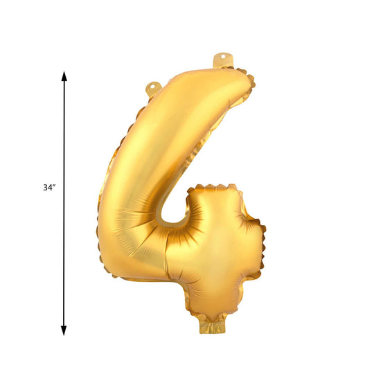 Mylar Balloon Number 4 - Gold 34"