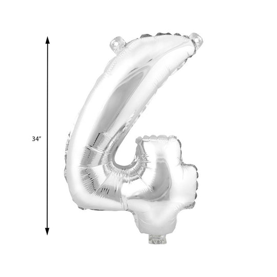 Mylar Balloon Number 4 - Silver 34"