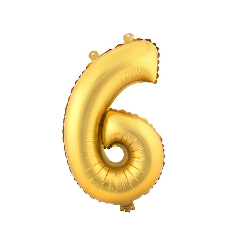 Mylar Balloon Number 6 - Gold 34" - Events and Crafts-Air Décor