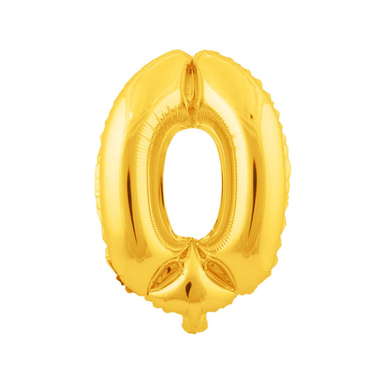 Mylar Balloon Number 0 - Gold 16"