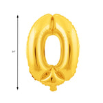 Mylar Ballon Number 0 16 inch - Gold Size Guide