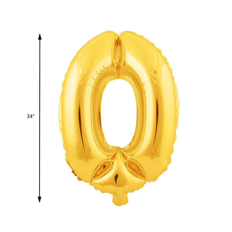 Mylar Ballon Number 0 16 inch - Gold Size Guide