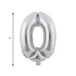 Mylar Ballon Number 0 16 inch - Silver Size Guide