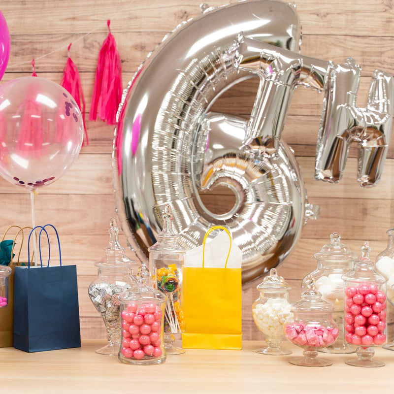 Mylar Balloons Silver 6th Birthday Party