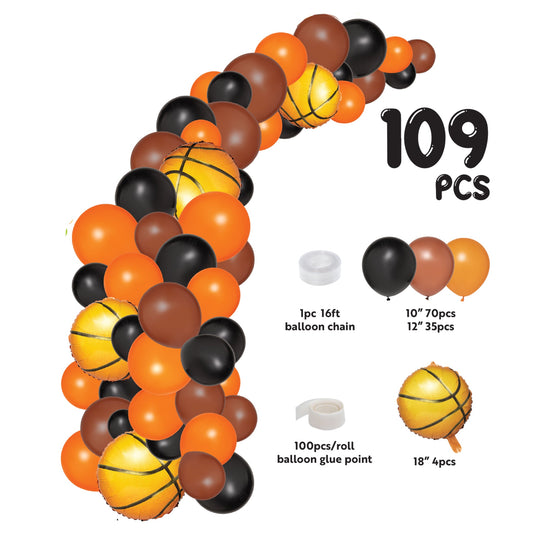 Sports Themed Balloon Garlands - 16 ft. - Basketball