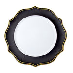 Scalloped with Gold Trim Plastic Charger Plate 13" - Black - Events and Crafts-Simply Elegant