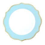 Scalloped with Gold Trim Plastic Charger Plate 13" - Blue - Events and Crafts-Simply Elegant