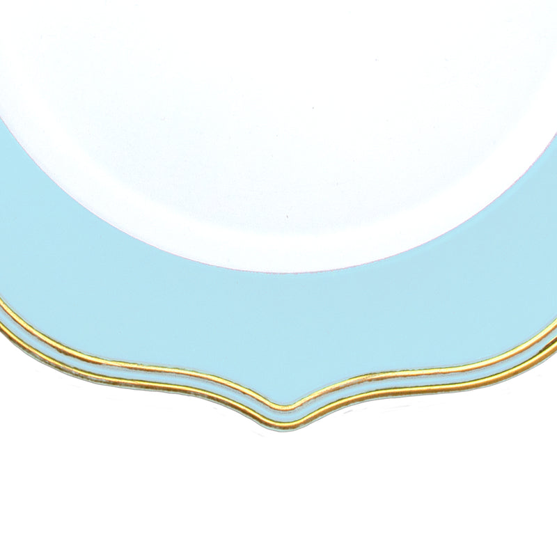 Scalloped with Gold Trim Plastic Charger Plate 13" - Blue - Events and Crafts-Simply Elegant