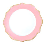 Scalloped with Gold Trim Plastic Charger Plate 13" - Pink - Events and Crafts-Simply Elegant
