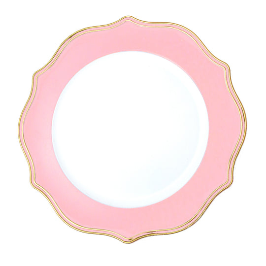 Scalloped with Gold Trim Plastic Charger Plate 13" - Pink