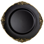 Filigree Edge Plastic Charger Plate 13" - Black - Events and Crafts-Simply Elegant