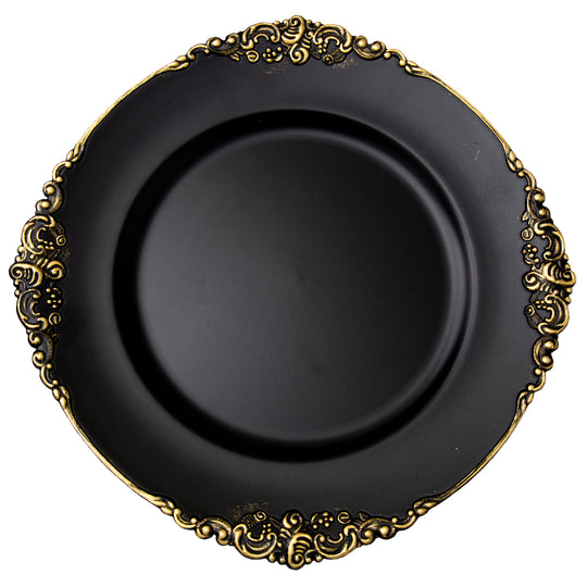 Filigree Edge Plastic Charger Plate 13" - Black