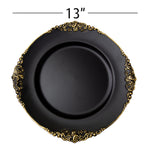 Filigree Edge Plastic Charger Plate 13" - Black - Events and Crafts-Simply Elegant