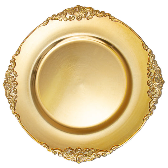 Filigree Edge Plastic Charger Plate 13" - Gold