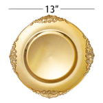 Filigree Edge Plastic Charger Plate 13" - Gold - Events and Crafts-Simply Elegant