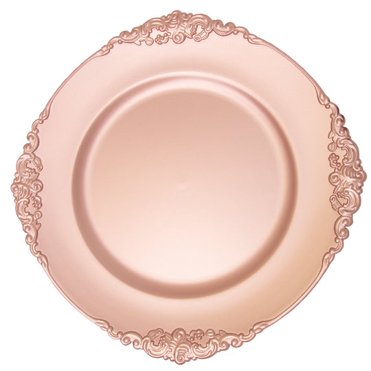 Filigree Edge Plastic Charger Plate 13" - Rose Gold