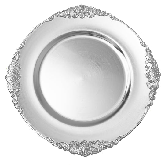 Filigree Edge Plastic Charger Plate 13" - Silver