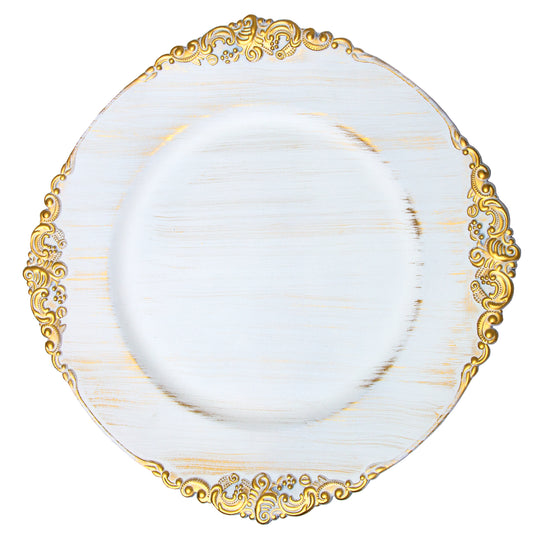 Filigree Edge Plastic Charger Plate 13" - White