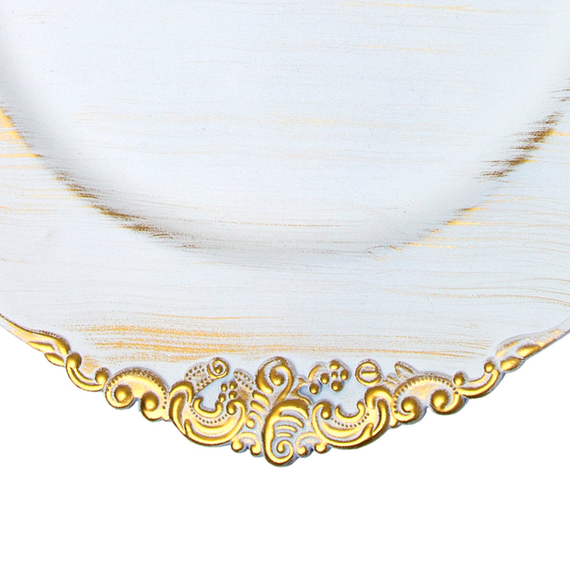 Filigree Edge Plastic Charger Plate 13" - White - Events and Crafts-Simply Elegant
