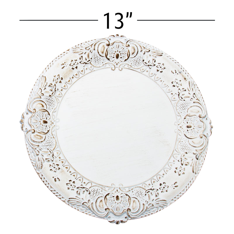 Victorian Edge Plastic Charger Plate 13" - White - Events and Crafts-Simply Elegant