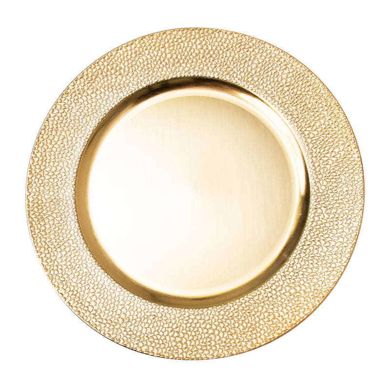 Pebbled Edge Plastic Charger Plate 13" - Gold - Events and Crafts-Simply Elegant